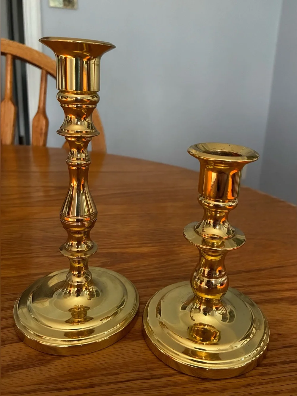 Gold Brass Candlestick Pair - Elegant Home Accents